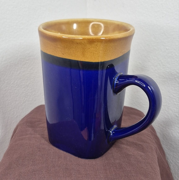 Royal Norfolk Stoneware Square Coffee Mug Cobalt Blue & Brown 14 oz - Picture 2 of 9